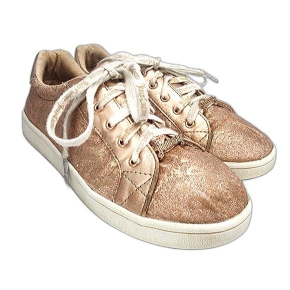 Juicy Couture Girl's Eagle Rose Gold Metallic Low Top Lace Up Sneakers Size 4